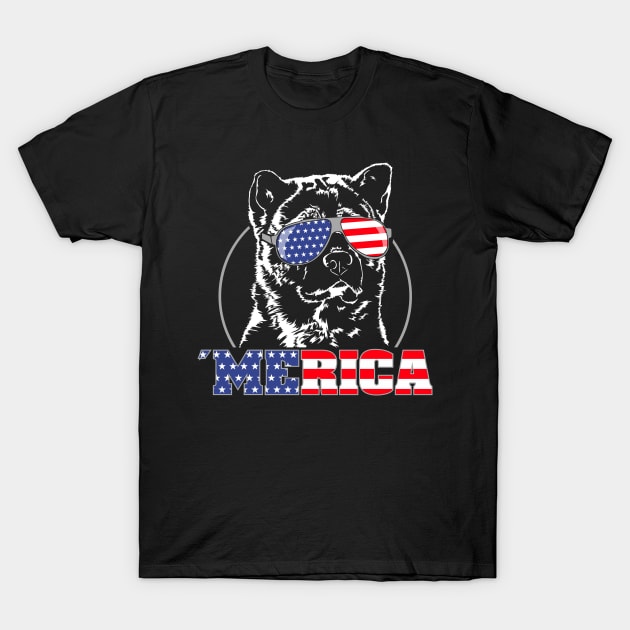 Proud American Akita Inu American Flag Merica T-Shirt by wilsigns